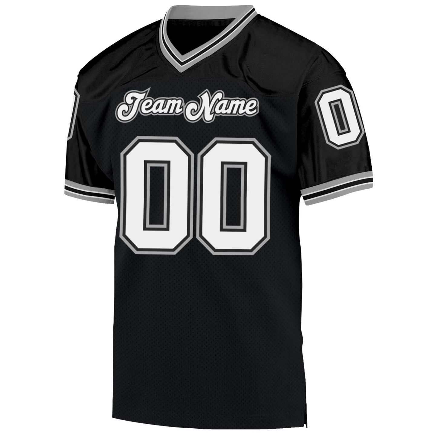 Custom Black White-Gray Mesh Authentic Throwback Football Jersey - Sky-Custom