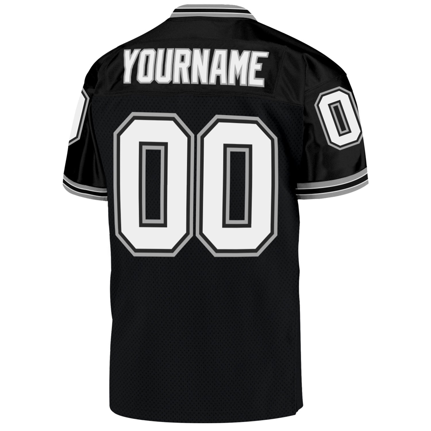 Custom Black White-Gray Mesh Authentic Throwback Football Jersey - Sky-Custom