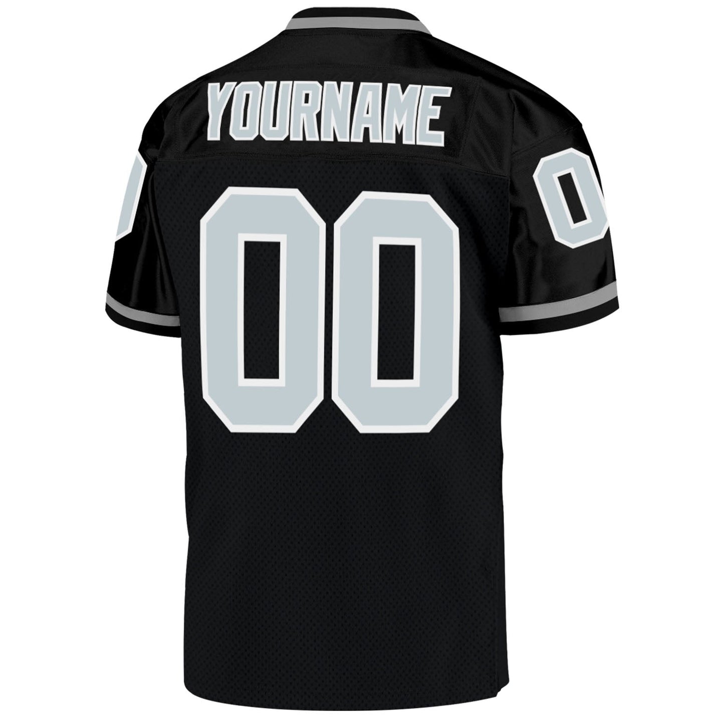 Custom Black Silver-White Mesh Authentic Throwback Football Jersey - Sky-Custom