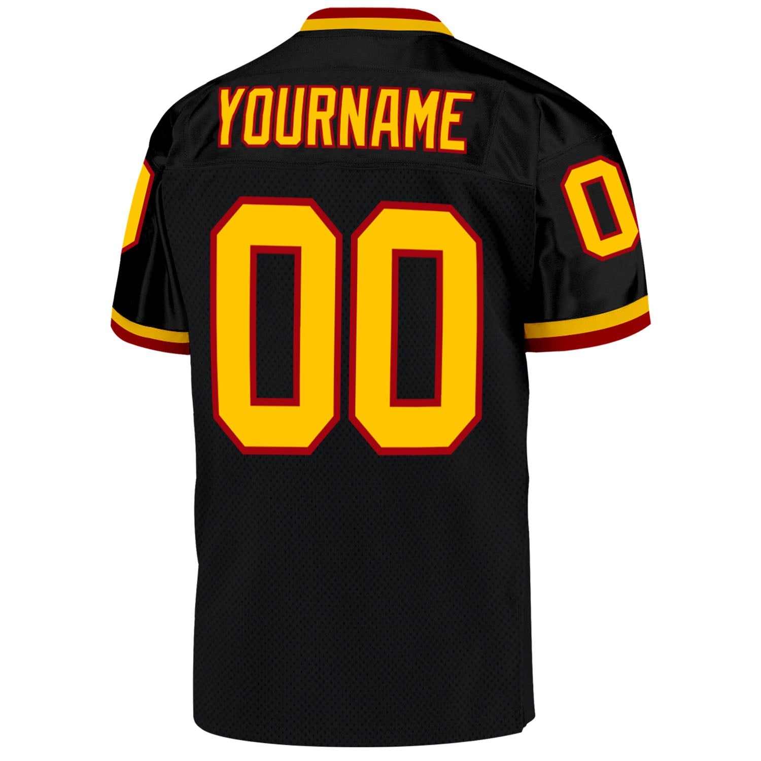 Custom Black Gold-Red Mesh Authentic Throwback Football Jersey - Sky-Custom