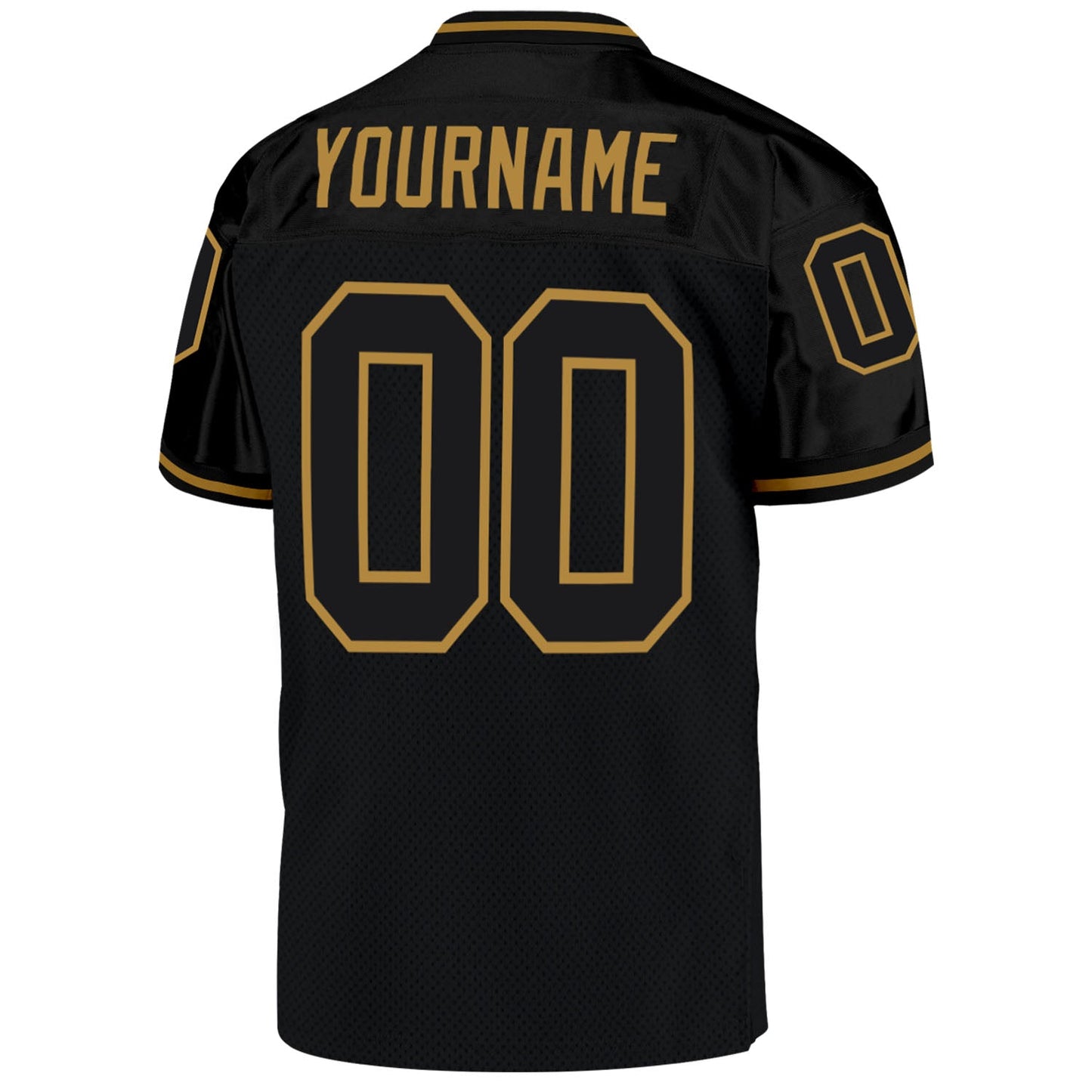 Custom Black Black-Old Gold Mesh Authentic Throwback Football Jersey - Sky-Custom