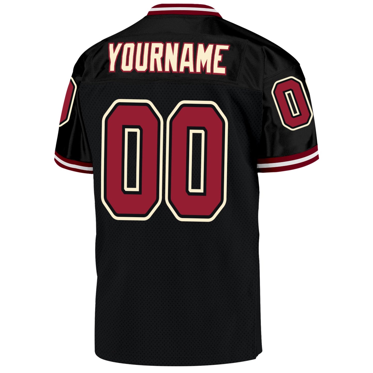 Custom Black Cardinal-Cream Mesh Authentic Throwback Football Jersey - Sky-Custom