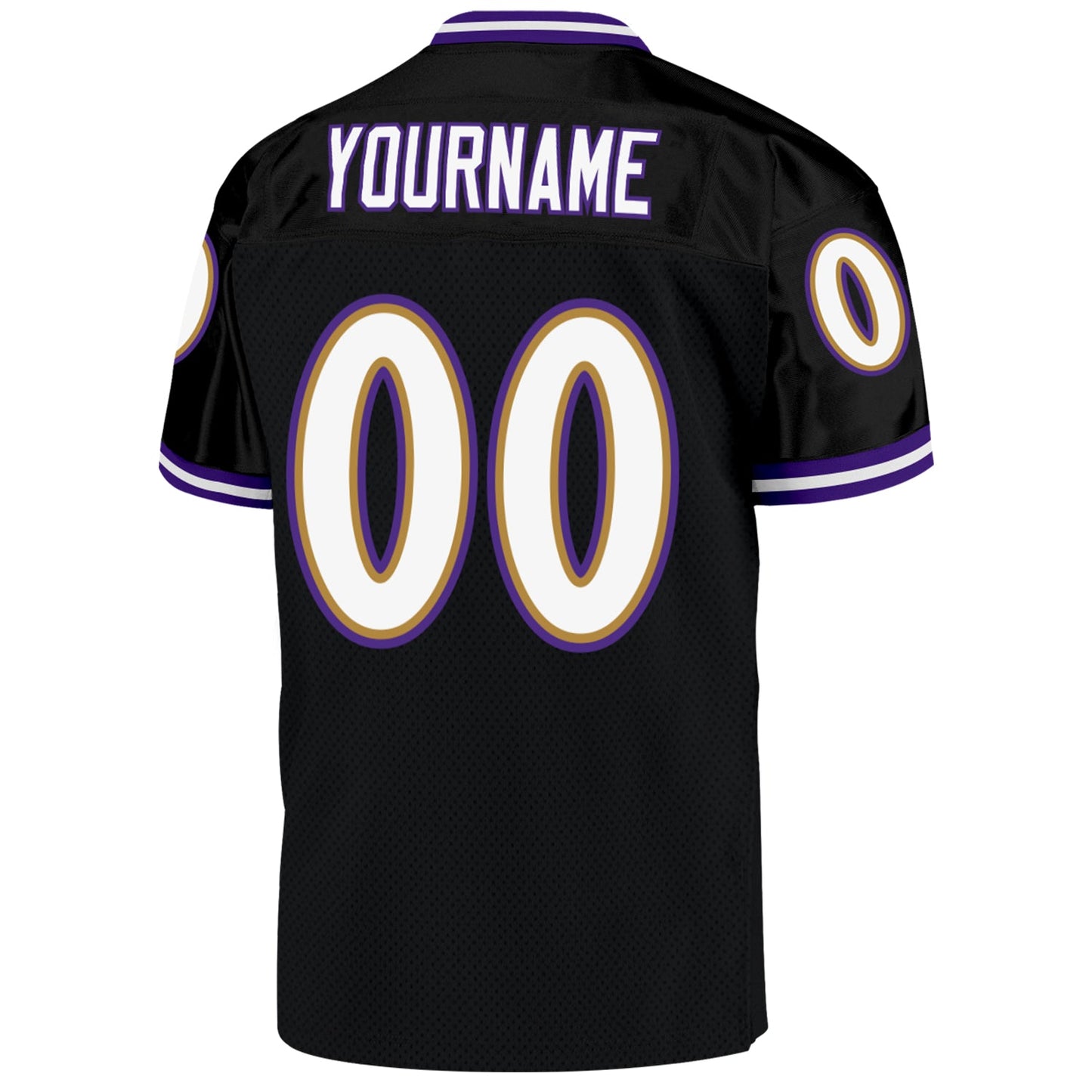 Custom Black White-Purple Mesh Authentic Throwback Football Jersey - Sky-Custom