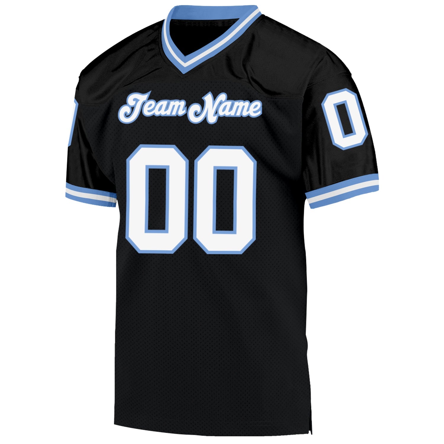 Custom Black White-Light Blue Mesh Authentic Throwback Football Jersey - Sky-Custom