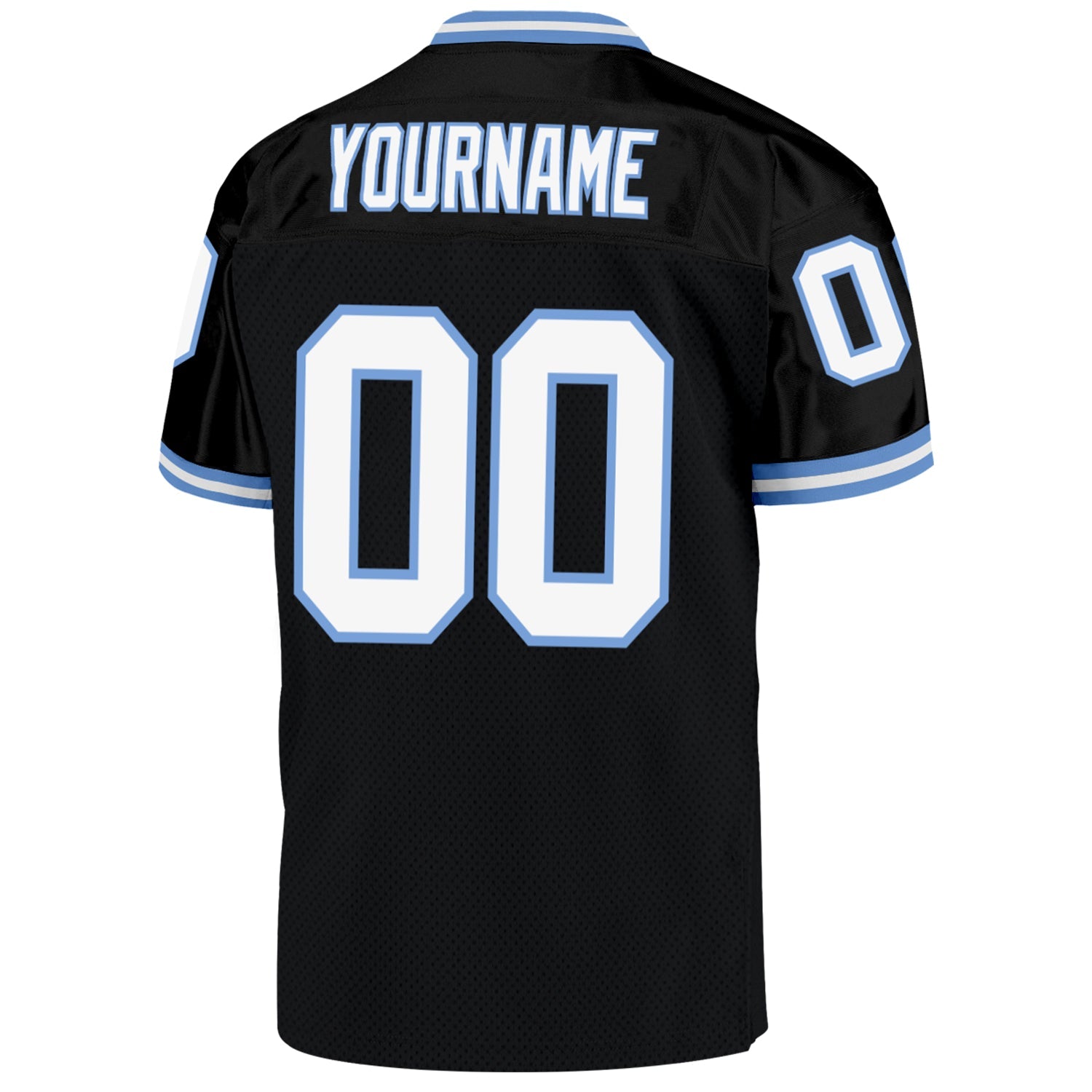 Custom Black White-Light Blue Mesh Authentic Throwback Football Jersey - Sky-Custom