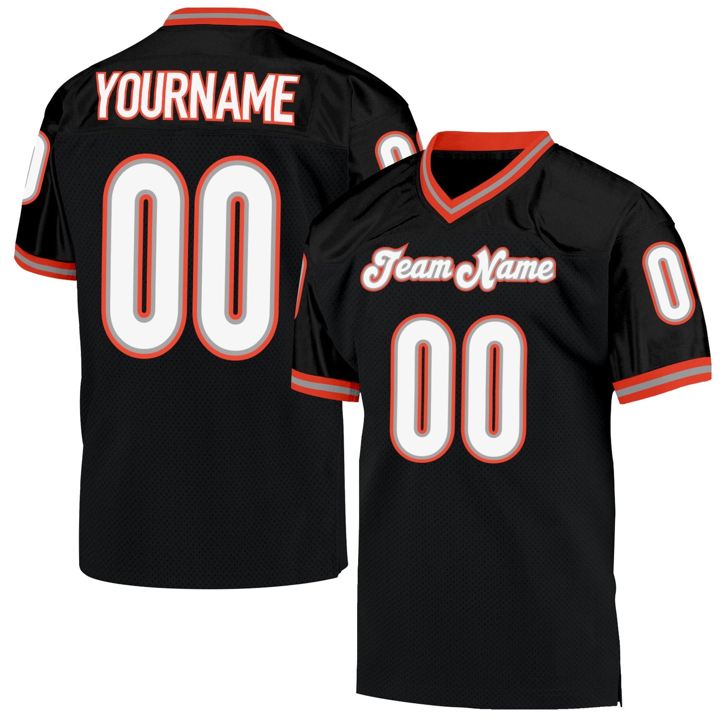 Custom Black White-Orange Mesh Authentic Throwback Football Jersey - Sky-Custom