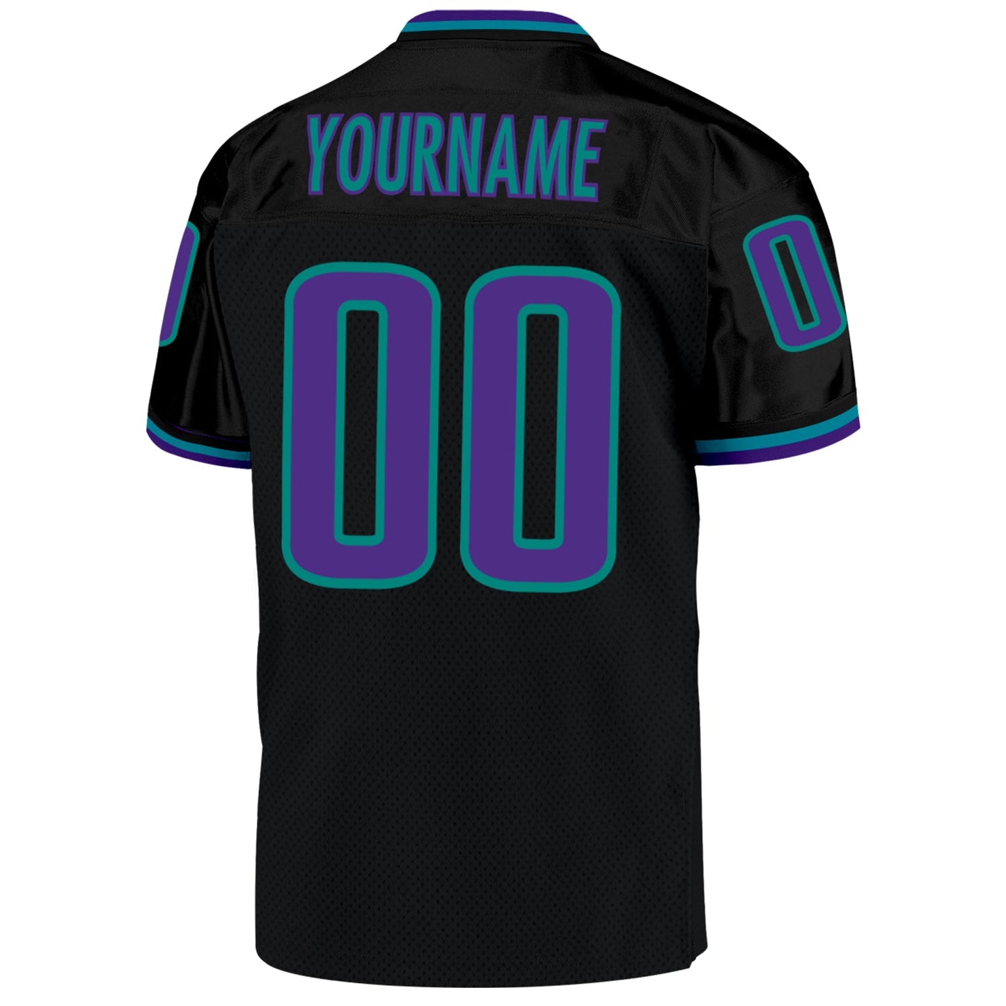 Custom Black Purple-Aqua Mesh Authentic Throwback Football Jersey - Sky-Custom
