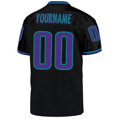 Custom Black Purple-Aqua Mesh Authentic Throwback Football Jersey - Sky-Custom