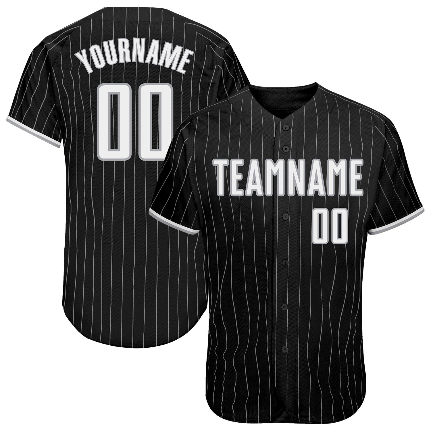 Custom Black Gray Pinstripe White-Gray Authentic Baseball Jersey - Sky-Custom