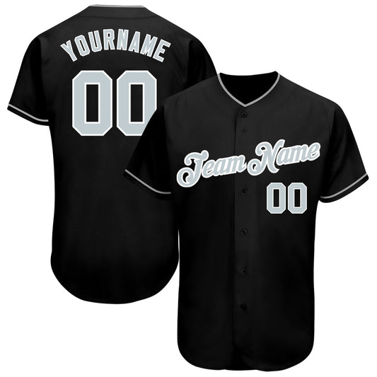 Custom Black Gray-White Authentic Baseball Jersey - Sky-Custom