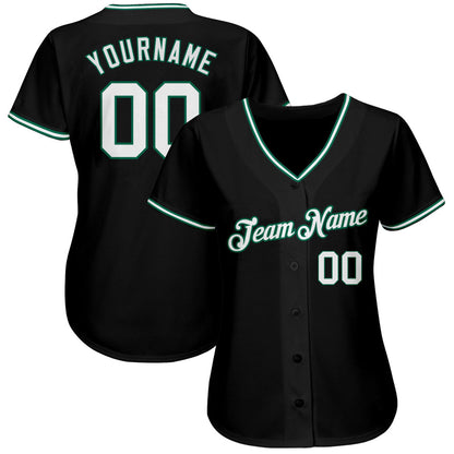 Custom Black White-Kelly Green Authentic Baseball Jersey - Sky-Custom