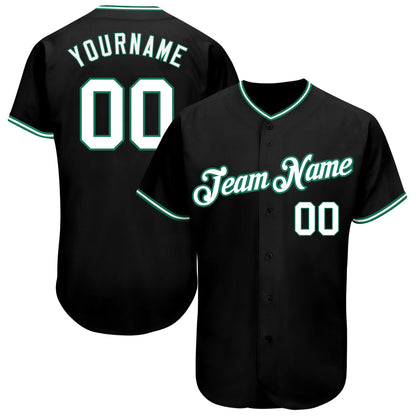 Custom Black White-Kelly Green Authentic Baseball Jersey - Sky-Custom