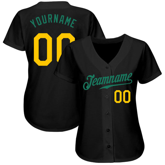 Custom Black Gold-Kelly Green Authentic Baseball Jersey - Sky-Custom