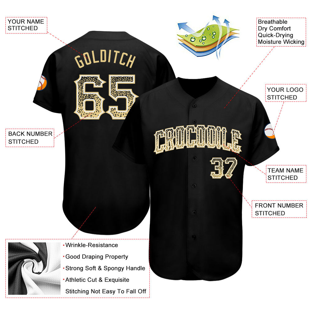 Custom Black Vegas Gold-White Authentic Drift Fashion Baseball Jersey - Sky-Custom