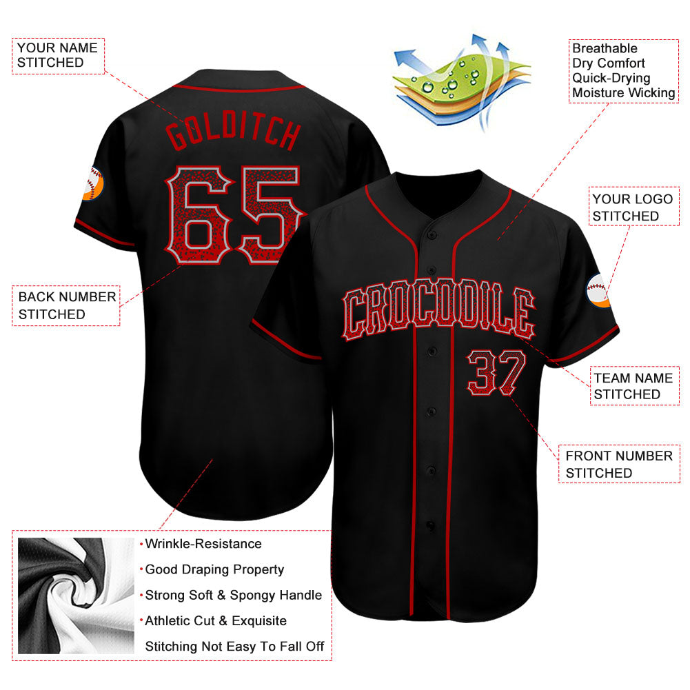 Custom Black Red-Gray Authentic Drift Fashion Baseball Jersey - Sky-Custom
