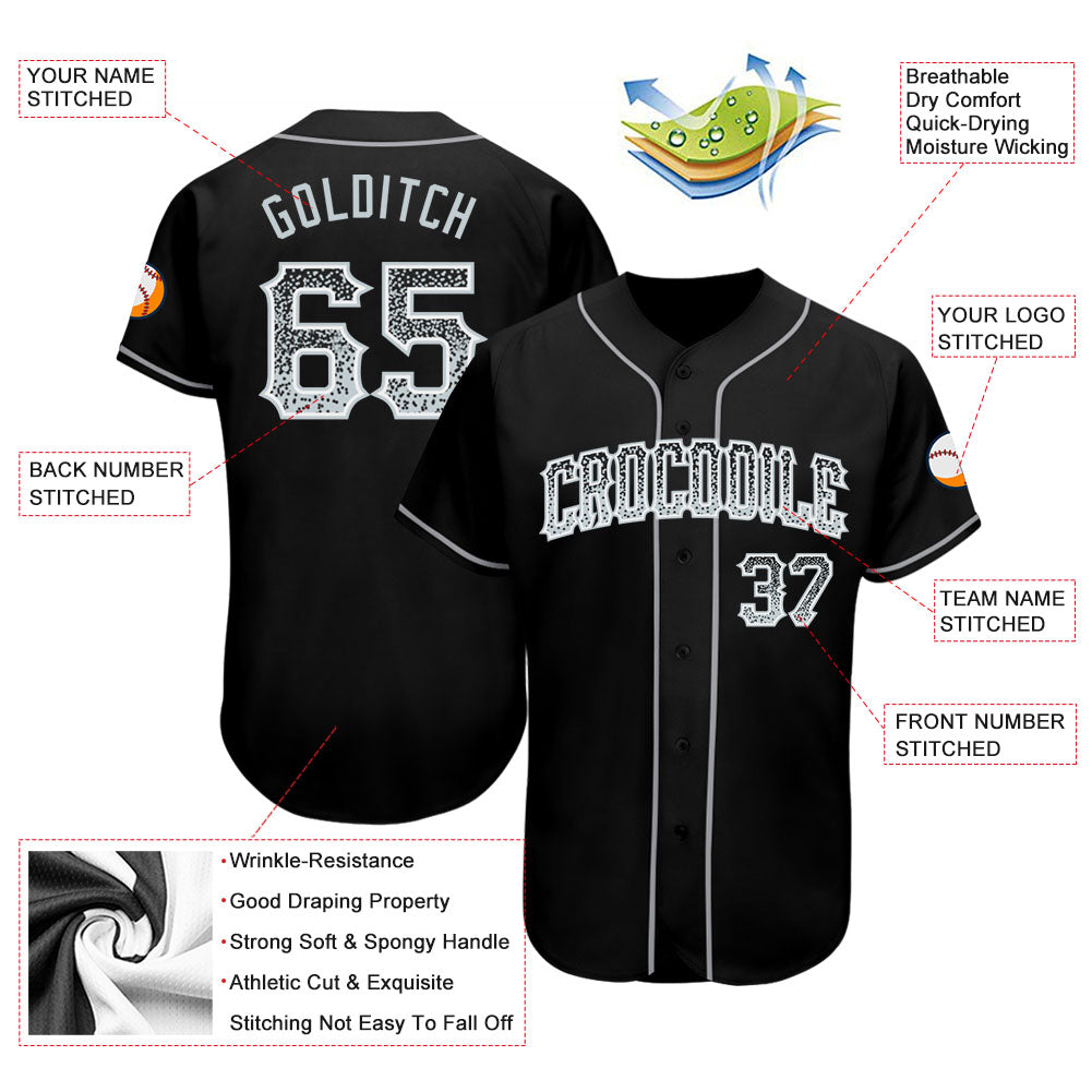 Custom Black Silver-White Authentic Drift Fashion Baseball Jersey - Sky-Custom