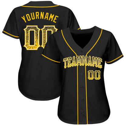 Custom Black Gold-White Authentic Drift Fashion Baseball Jersey - Sky-Custom