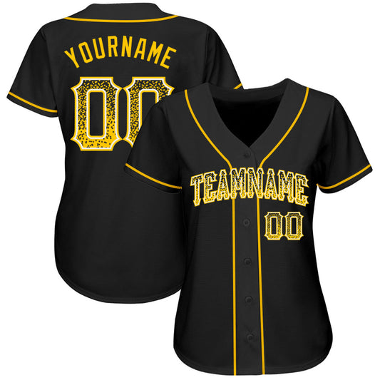 Custom Black Gold-White Authentic Drift Fashion Baseball Jersey - Sky-Custom