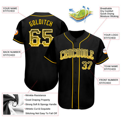 Custom Black Gold-White Authentic Drift Fashion Baseball Jersey - Sky-Custom