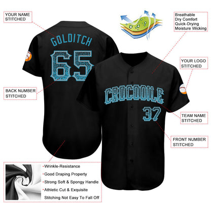 Custom Black Panther Blue-Gray Authentic Drift Fashion Baseball Jersey - Sky-Custom