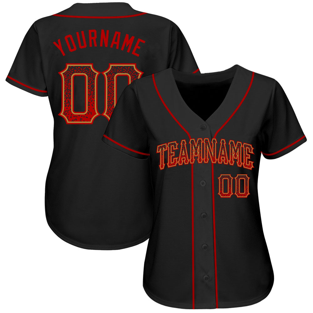 Custom Black Red-Old Gold Authentic Drift Fashion Baseball Jersey - Sky-Custom