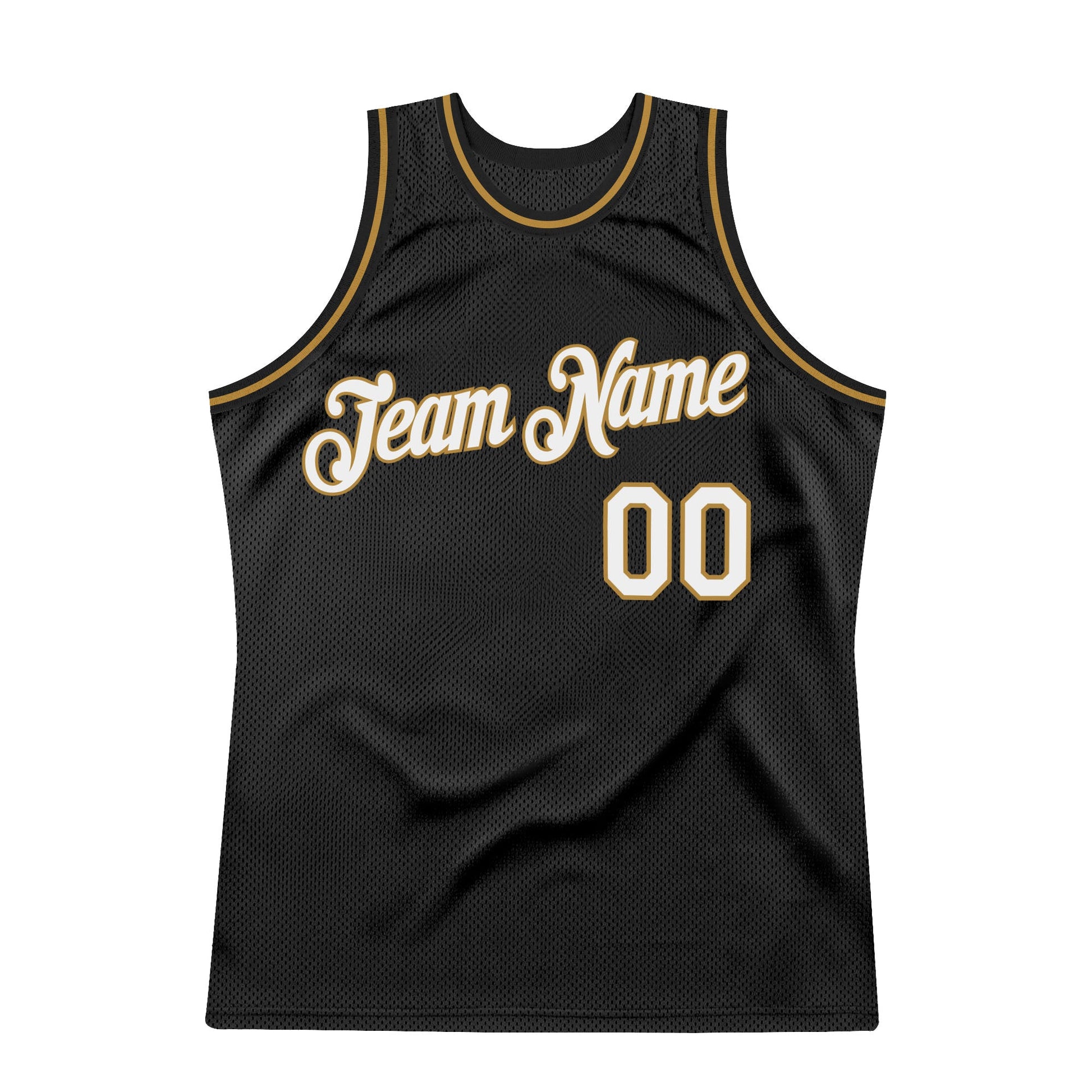 Custom Black White-Old Gold Authentic Throwback Basketball Jersey - Sky-Custom