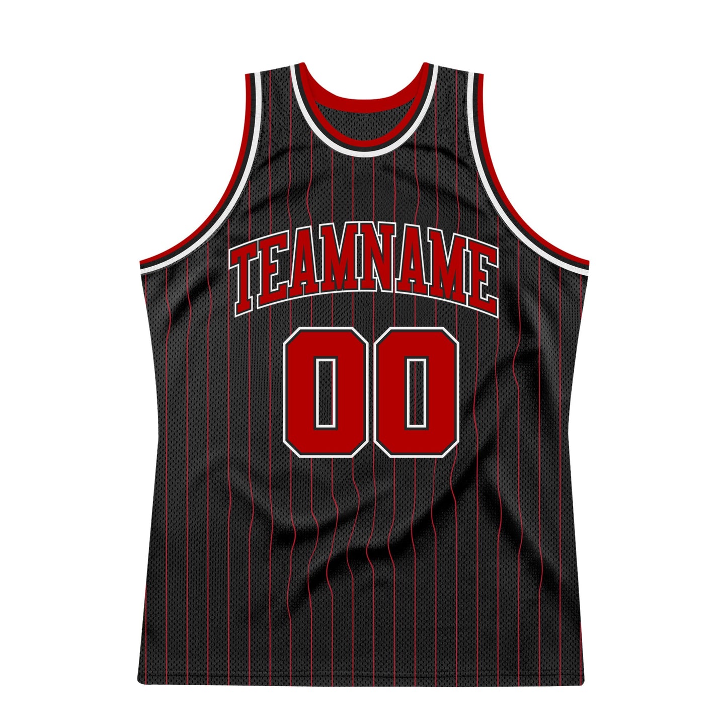 Custom Black Red Pinstripe Red-White Authentic Basketball Jersey - Sky-Custom