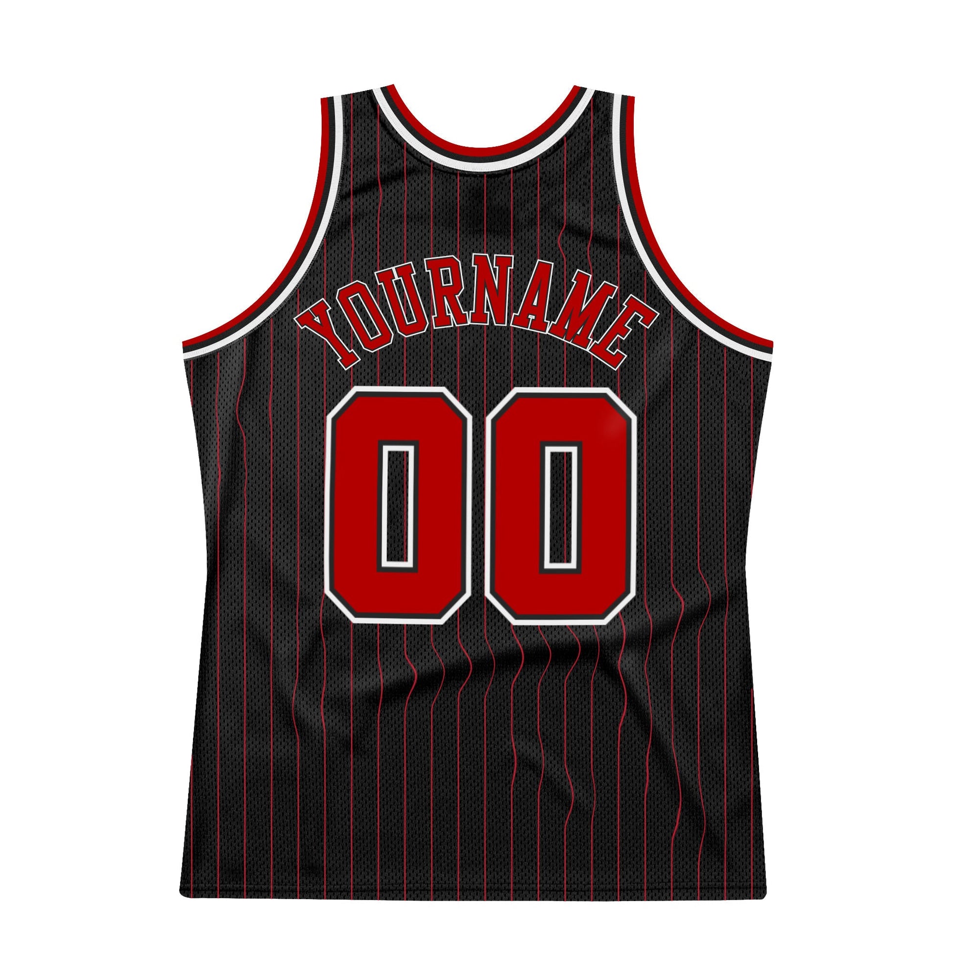 Custom Black Red Pinstripe Red-White Authentic Basketball Jersey - Sky-Custom