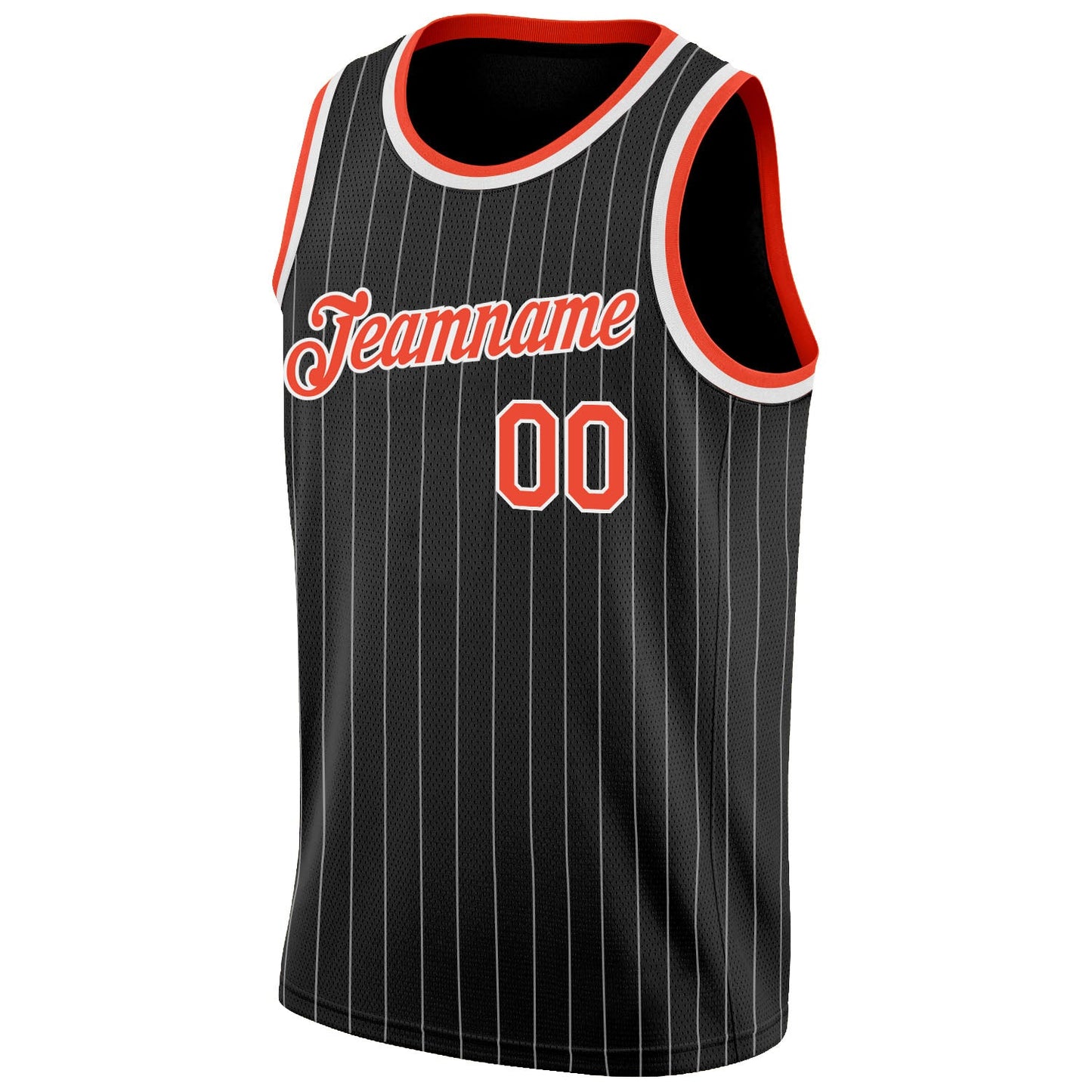 Custom Black White Pinstripe Orange-White Authentic Basketball Jersey - Sky-Custom
