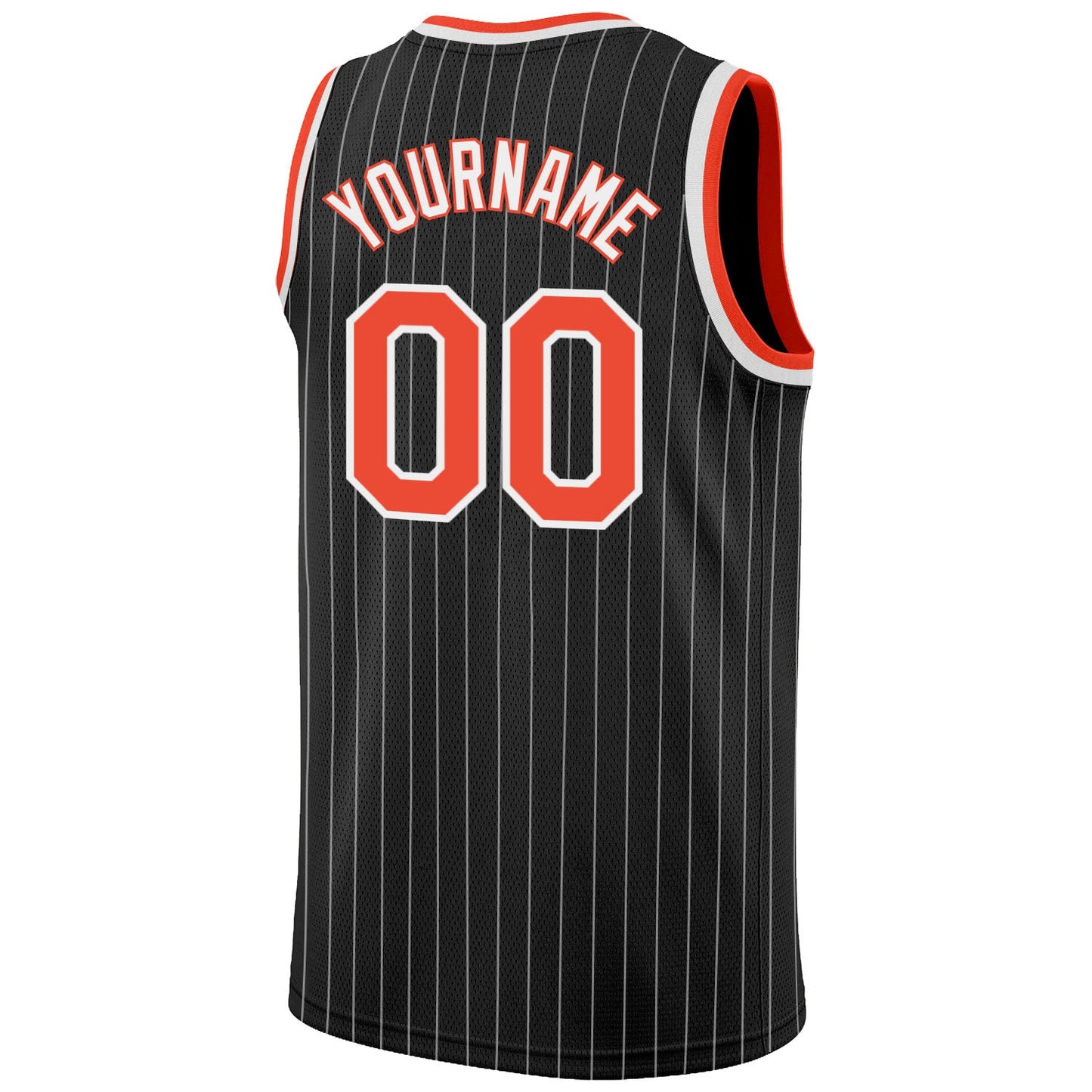 Custom Black White Pinstripe Orange-White Authentic Basketball Jersey - Sky-Custom