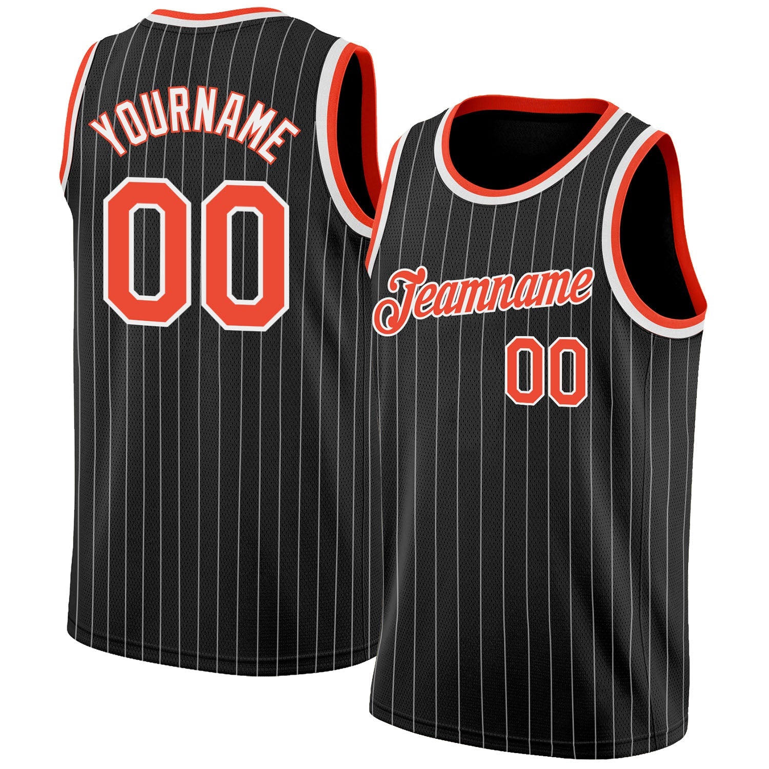 Custom Black White Pinstripe Orange-White Authentic Basketball Jersey - Sky-Custom