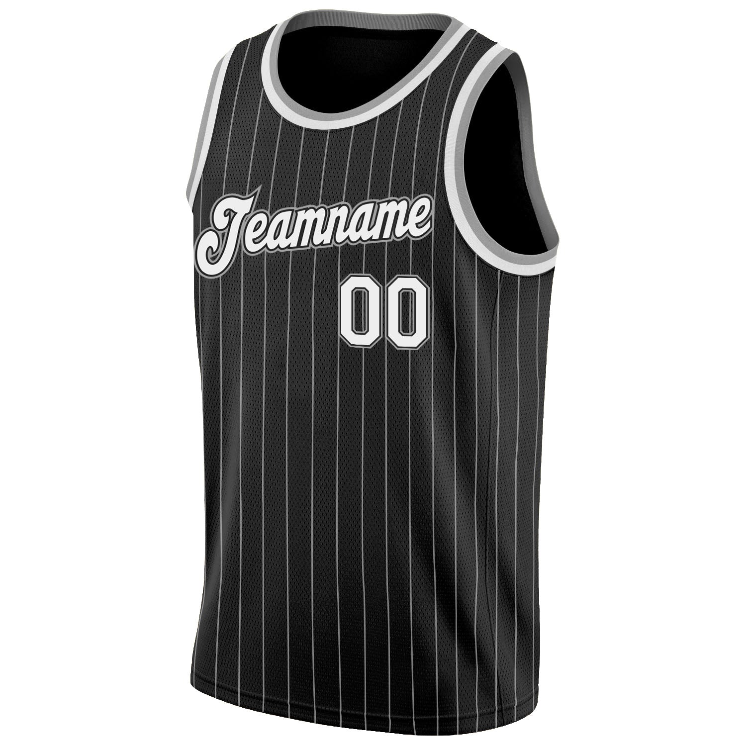 Custom Black White Pinstripe White-Gray Authentic Basketball Jersey - Sky-Custom
