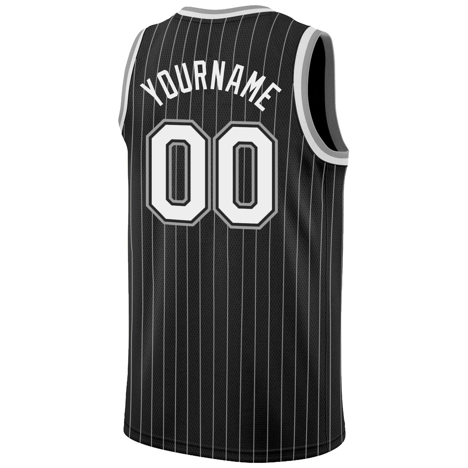 Custom Black White Pinstripe White-Gray Authentic Basketball Jersey - Sky-Custom
