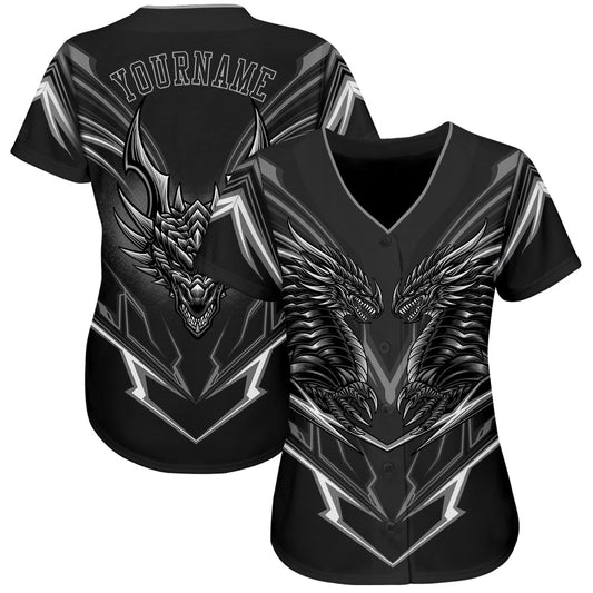 Custom Black Black-Gray 3D Monster Authentic Baseball Jersey - Sky-Custom