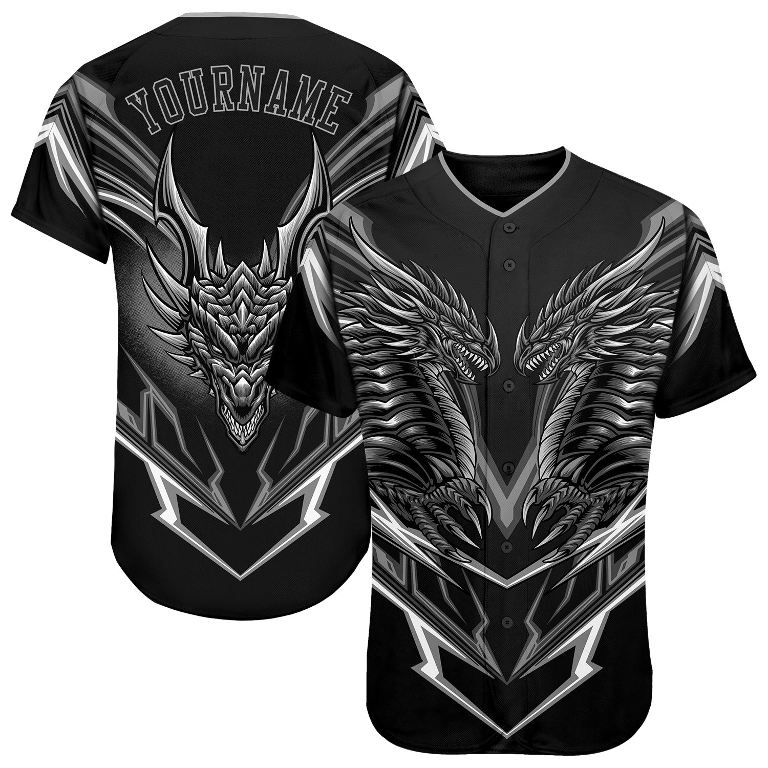Custom Black Black-Gray 3D Monster Authentic Baseball Jersey - Sky-Custom