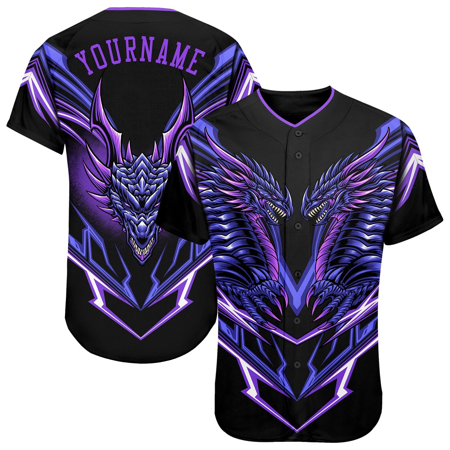 Custom Black Purple 3D Monster Authentic Baseball Jersey - Sky-Custom