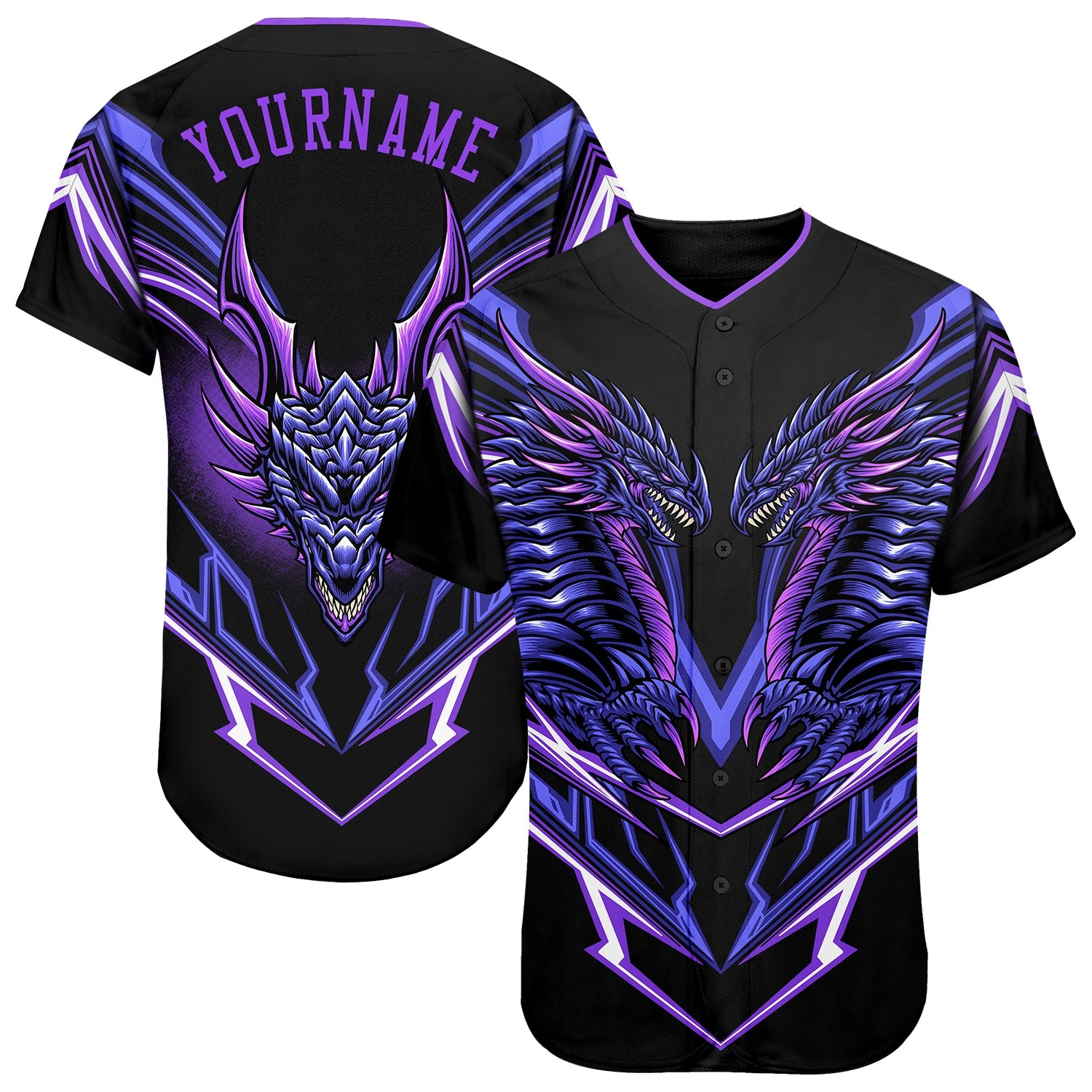 Custom Black Purple 3D Monster Authentic Baseball Jersey - Sky-Custom