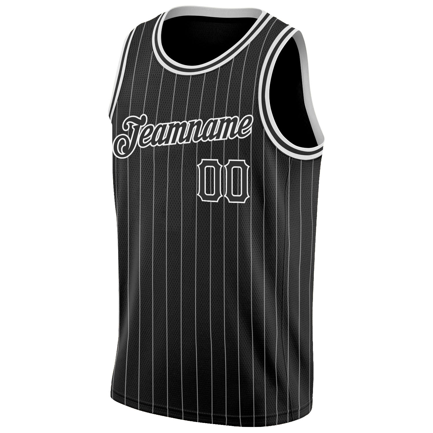 Custom Black White Pinstripe Black-White Authentic Basketball Jersey - Sky-Custom