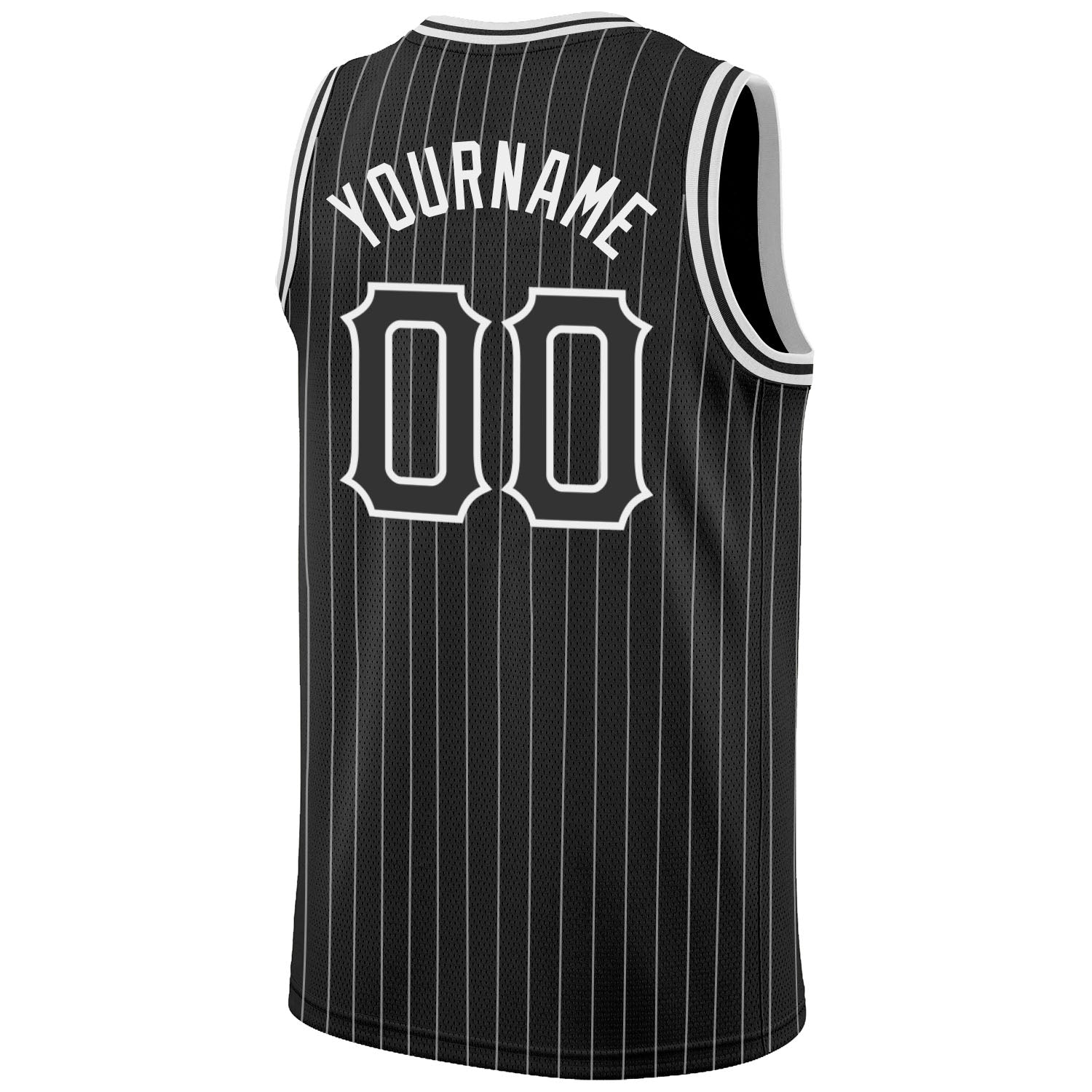 Custom Black White Pinstripe Black-White Authentic Basketball Jersey - Sky-Custom