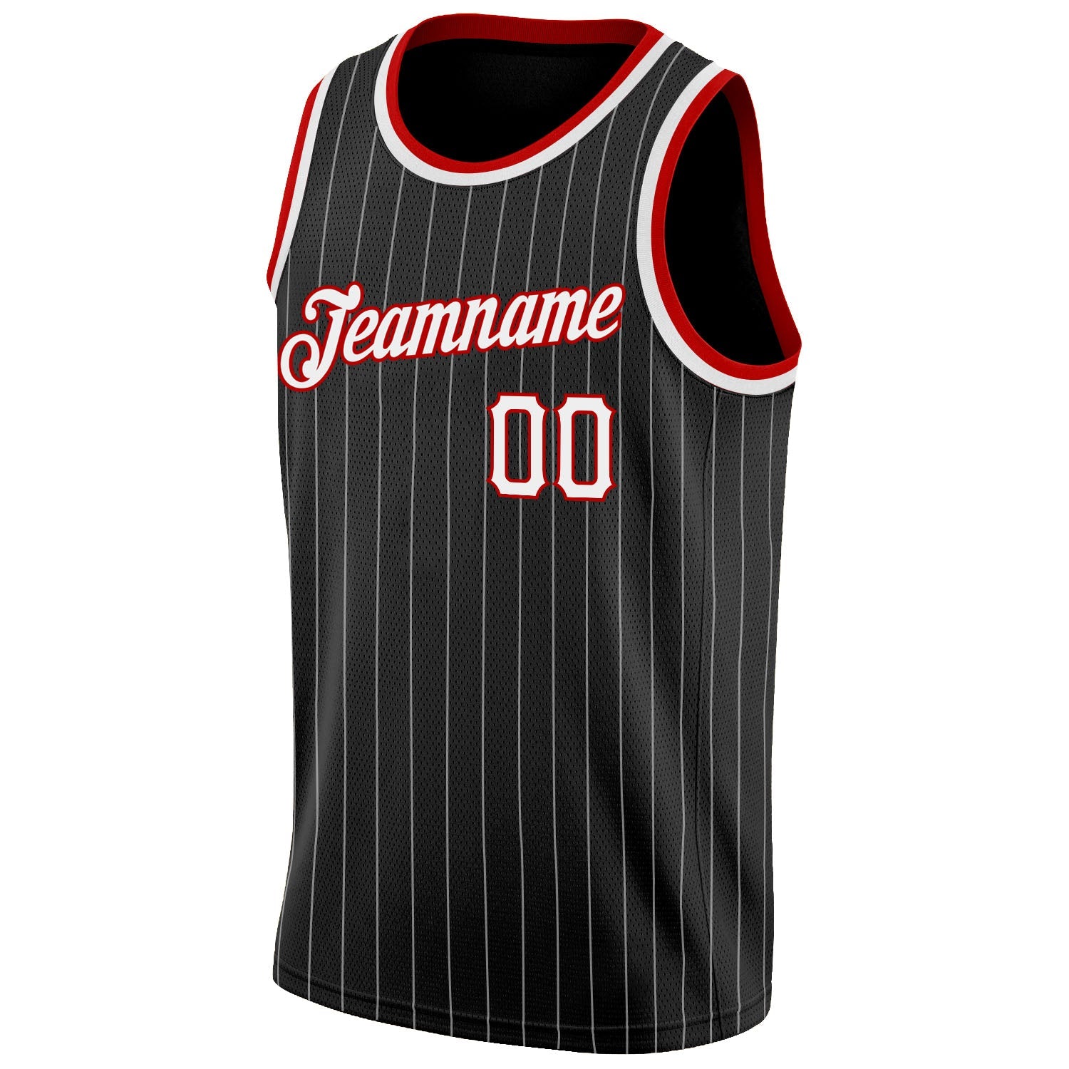 Custom Black White Pinstripe White-Red Authentic Basketball Jersey - Sky-Custom