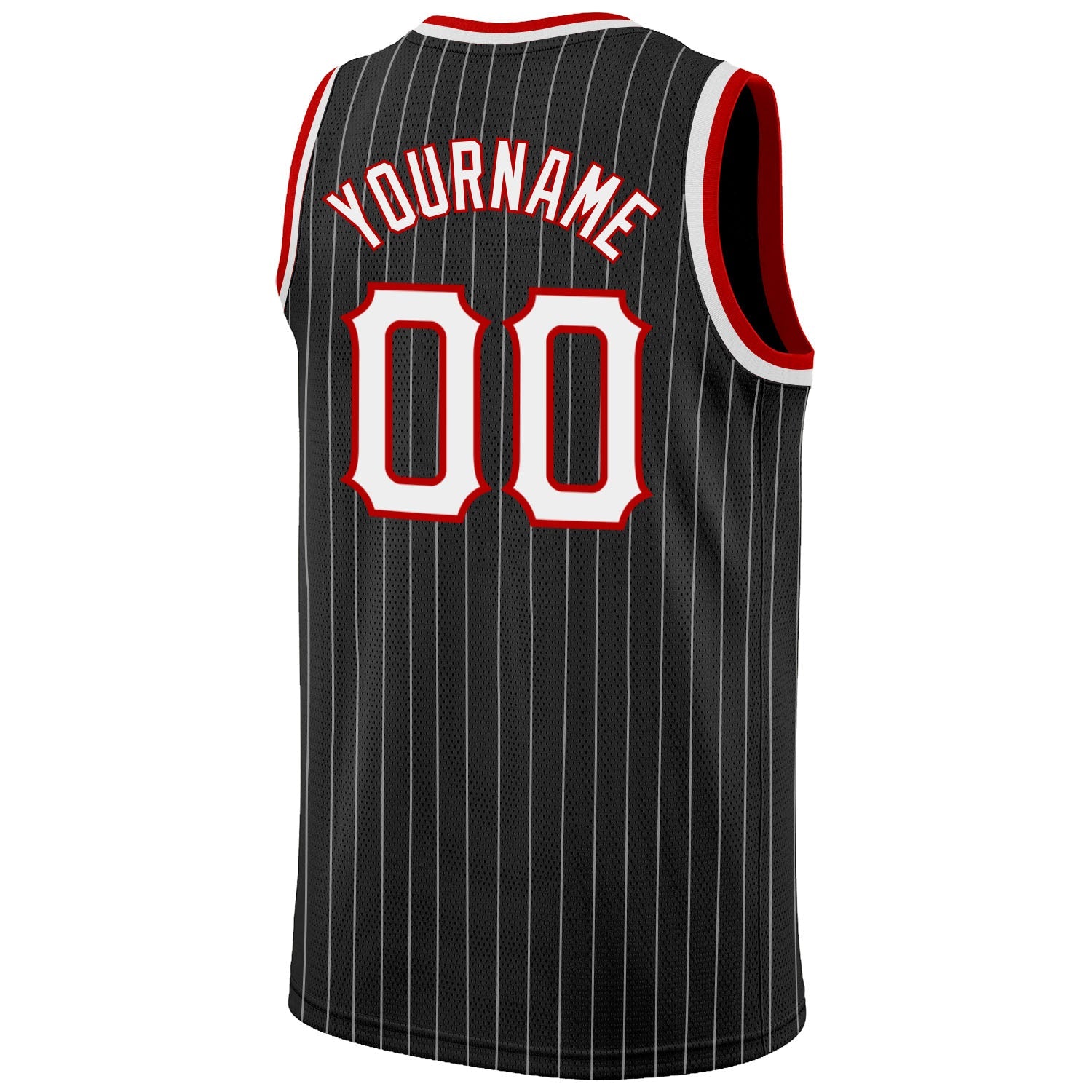 Custom Black White Pinstripe White-Red Authentic Basketball Jersey - Sky-Custom
