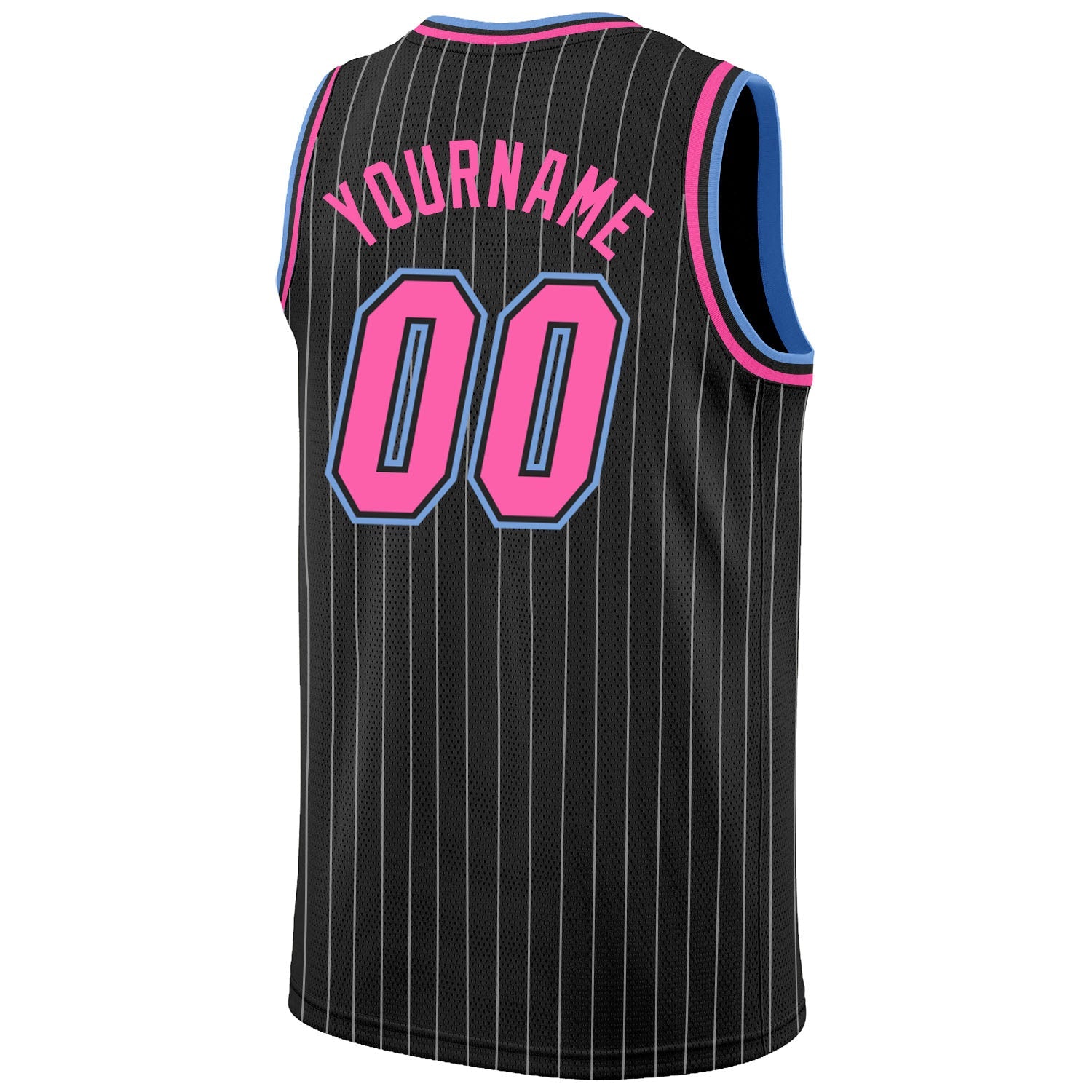 Custom Black White Pinstripe Pink-Light Blue Authentic Basketball Jersey - Sky-Custom