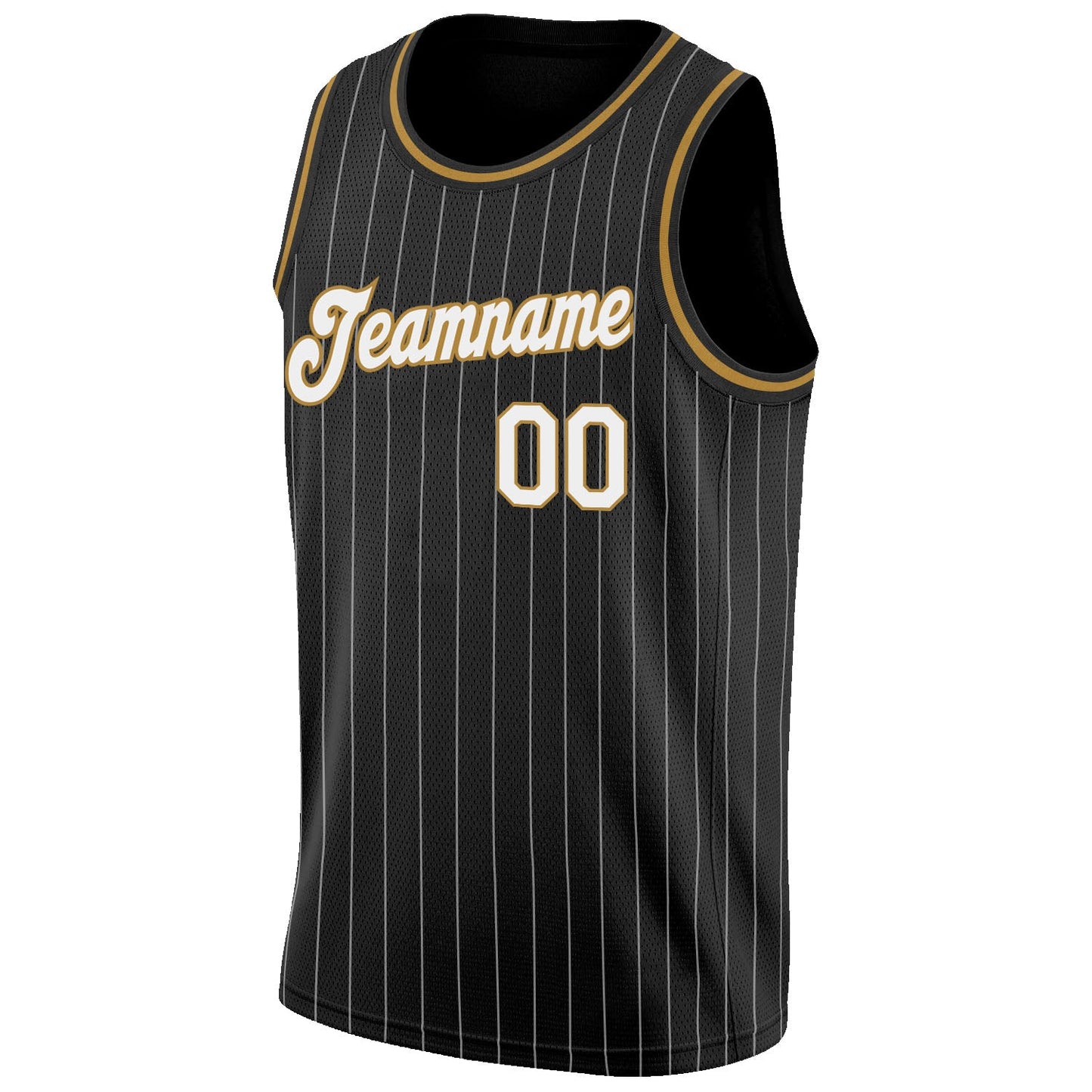 Custom Black White Pinstripe White-Old Gold Authentic Basketball Jersey - Sky-Custom