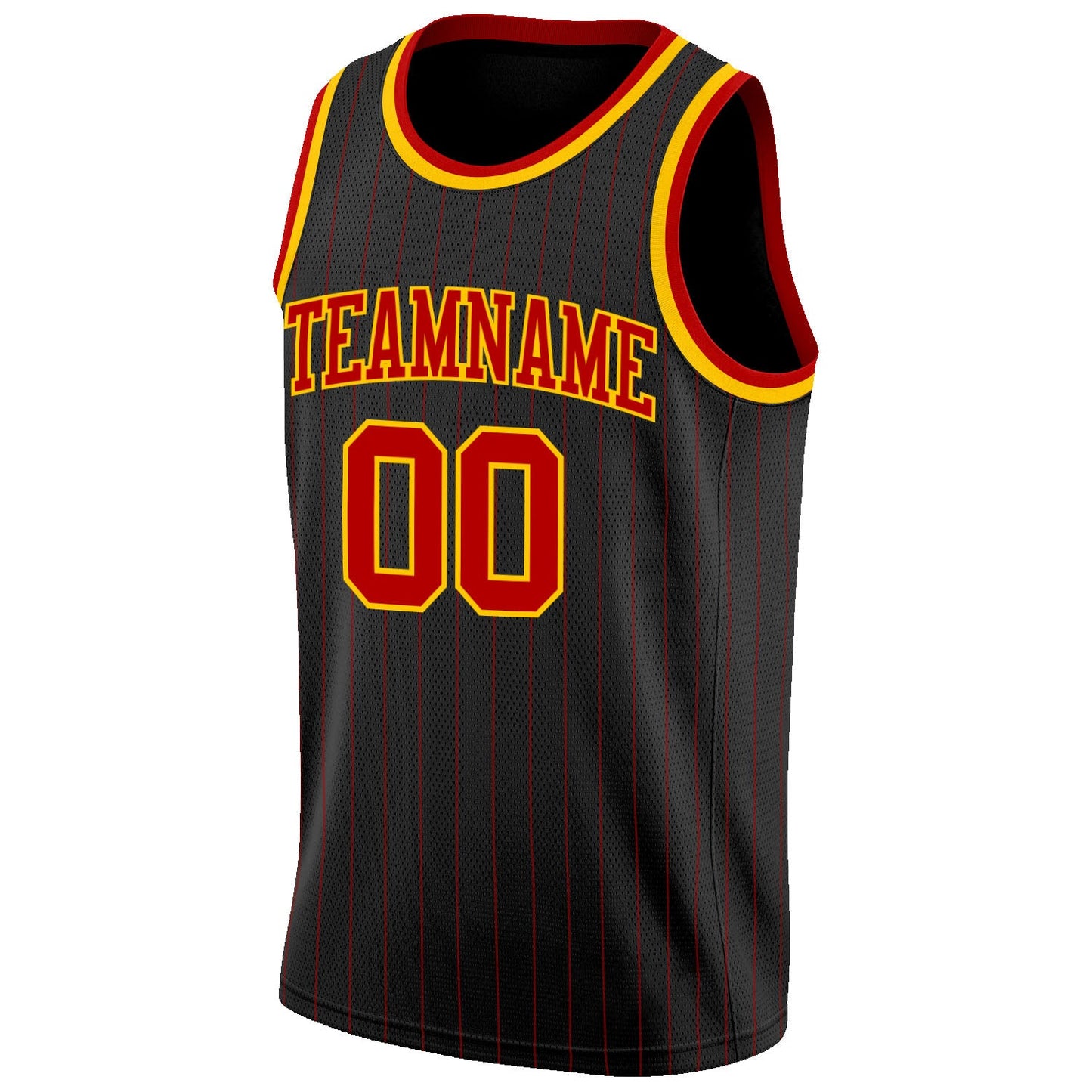 Custom Black Red Pinstripe Red-Gold Authentic Basketball Jersey - Sky-Custom