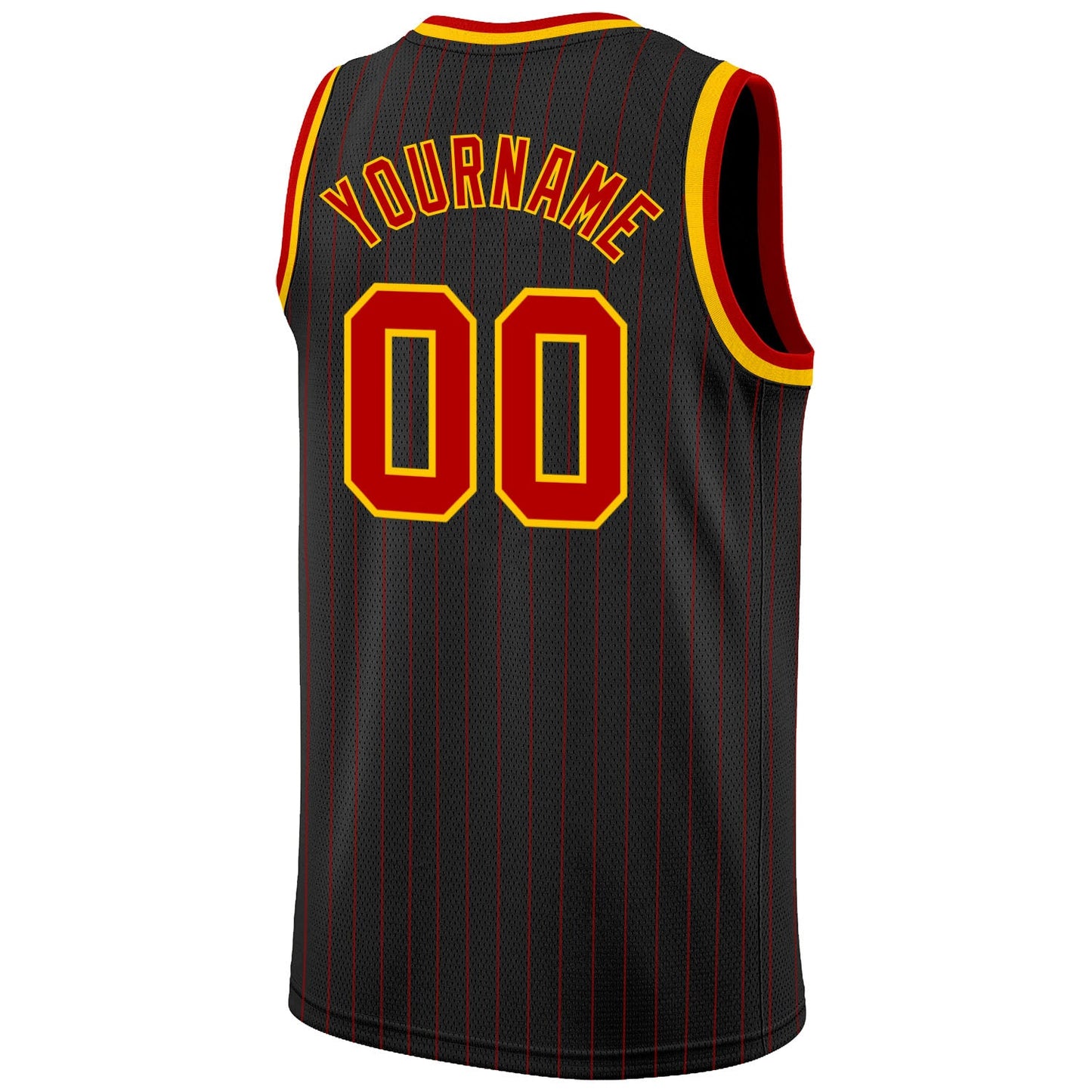 Custom Black Red Pinstripe Red-Gold Authentic Basketball Jersey - Sky-Custom