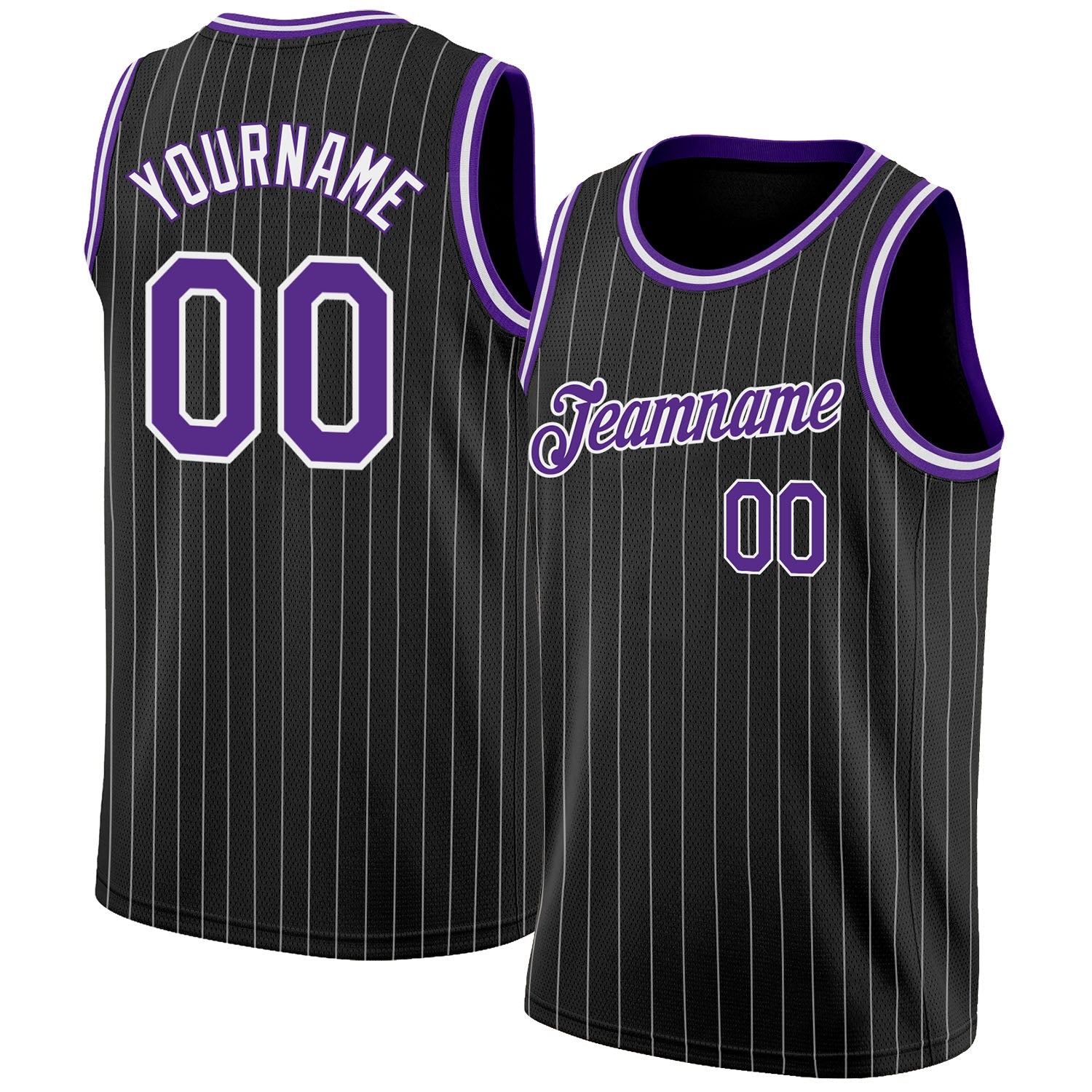 Custom Black White Pinstripe Purple-White Authentic Basketball Jersey - Sky-Custom