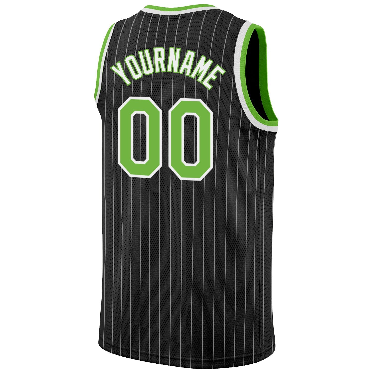 Custom Black White Pinstripe Neon Green-White Authentic Basketball Jersey - Sky-Custom
