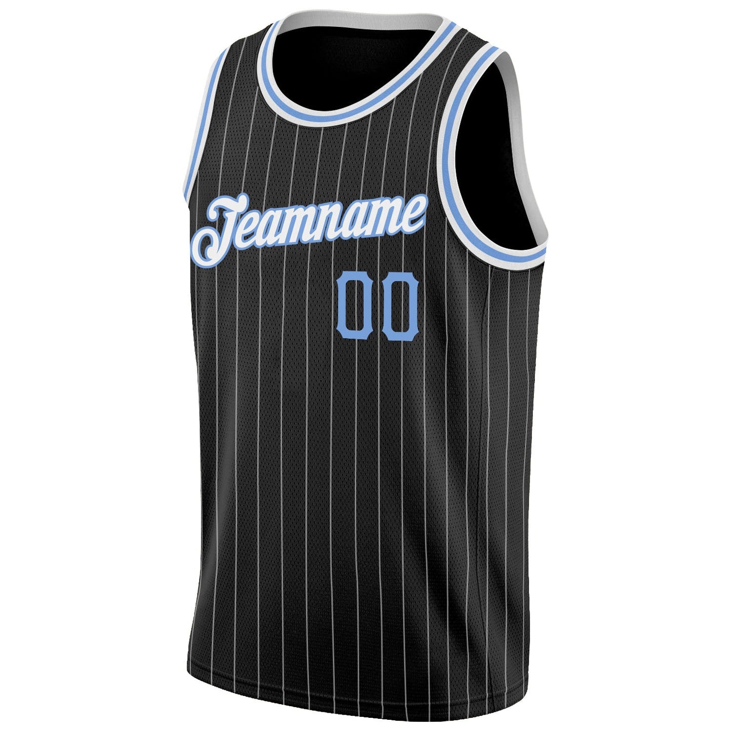 Custom Black White Pinstripe Light Blue-White Authentic Basketball Jersey - Sky-Custom