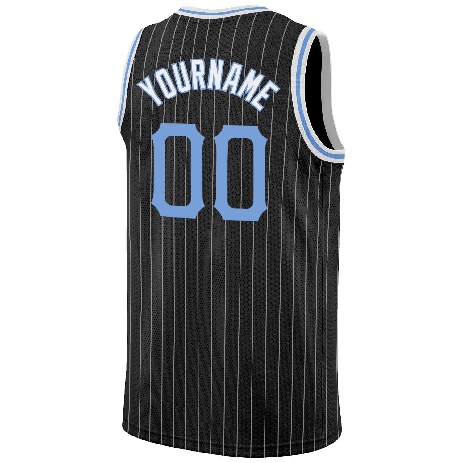 Custom Black White Pinstripe Light Blue-White Authentic Basketball Jersey - Sky-Custom