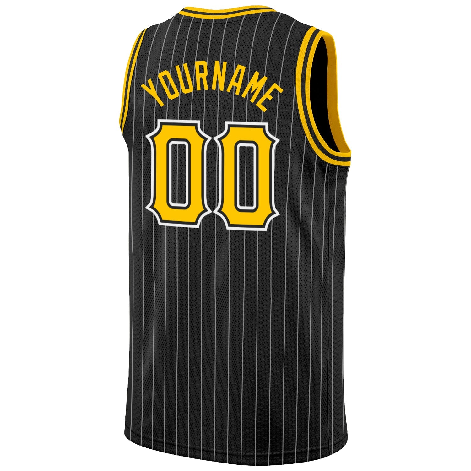 Custom Black White Pinstripe Gold-White Authentic Basketball Jersey - Sky-Custom